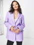 ASOS DESIGN leather look dad blazer in lilac