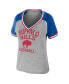 ფოტო #2 პროდუქტის Women's Heather Gray Buffalo Bills Throwback Raglan V-Neck T-shirt