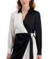Фото #4 товара Women's Long-Sleeve Faux-Wrap Midi Dress