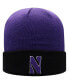 Фото #1 товара Головной убор Top of the World мужской Лилово-черный Northwestern Wildcats Core 2-Tone Cuffed Knit Hat