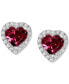 ფოტო #1 პროდუქტის Rhodolite (7/8 ct. t.w.) & Diamond (1/8 ct. t.w.) Heart Stud Earrings in 14k White Gold