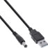 Фото #2 товара InLine adapter cable - USB A male to DC 5.5x2.10mm plug - black - 1m