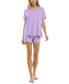 ფოტო #1 პროდუქტის Women's Short-Sleeve Boxy Pajama Top