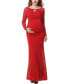 ფოტო #1 პროდუქტის Maternity Lace Trim Mermaid Maxi Dress