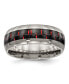 Titanium Black and Red Carbon Fiber Inlay Wedding Band Ring
