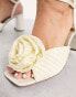 Фото #2 товара ASOS DESIGN Heather corsage detail mid heeled block sandals in ivory