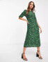 Nobody's Child Evie tea midi dress in green leopard