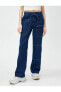 Фото #3 товара Kargo Kot Pantolon Straight Jean Yüksek Bel Düz Paça - Eve Jeans
