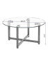 Фото #8 товара Round Transparent Glass+ Leg Coffee Table, Clear Coffee Table, Modern Side Center Tables