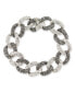 ფოტო #1 პროდუქტის Marcasite and Crystal Pave Oval Link 7 1/2" Bracelet in Sterling Silver