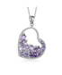 Фото #3 товара Sterling Silver with White Gold Plating Purple Oval with Clear Round Cubic Zirconia Open Heart Necklace