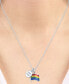 ფოტო #4 პროდუქტის Diamond Accented Disc & Pride Flag Pendant Necklace in Sterling Silver, 16" + 4" extender