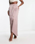 Фото #1 товара Flounce London satin wrap maxi skirt in heather rose