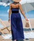 Women's Navy Blue Smocked Maxi Beach Dress