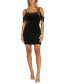 Фото #1 товара Juniors' Velvet Cold-Shoulder Bodycon Dress