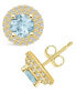 ფოტო #1 პროდუქტის Aquamarine (1-1/2 ct. t.w.) and Diamond (1/2 ct. t.w.) Halo Stud Earrings in 14K Yellow Gold