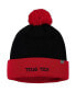 Фото #2 товара Men's Black and Red Texas Tech Red Raiders Core 2-Tone Cuffed Knit Hat with Pom