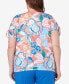 ფოტო #2 პროდუქტის Plus Size Neptune Beach Whimsical Floral Top with Side Ties