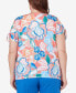 Plus Size Neptune Beach Whimsical Floral Top with Side Ties Оранжевый, 3X - фото #2