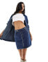 In The Style contrast stitch denim mini skirt co-ord in dark blue