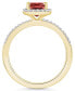 ფოტო #3 პროდუქტის Garnet (1-1/2 ct. t.w.) and Created Sapphire (1/5 ct. t.w.) Halo Ring in 10K Yellow Gold
