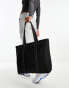 ASOS DESIGN rubberised showerproof tote bag with laptop compartment in black