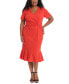 ფოტო #1 პროდუქტის Plus Size Twist-Front Flounce-Hem Dress