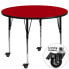 Фото #1 товара Mobile 48'' Round Red Thermal Laminate Activity Table - Standard Height Adjustable Legs