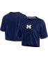 Фото #1 товара Women's Navy Michigan Wolverines Super Soft Boxy Cropped T-shirt