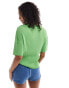 Mango short sleeve knitted top in green