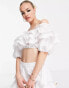 Vero Moda crop top co-ord with exaggerated frill detail in white