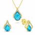 Фото #1 товара Decent Gold Plated Jewelry Set with Turquoise Zircons SET261YAQ (Earrings, Necklace)