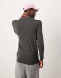 New Look muscle fit crew jumper in dark grey