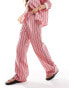 Wednesday's Girl striped tie waist wide leg linen trousers in pink