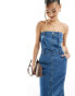 Фото #1 товара In The Style denim bandeau midaxi dress in blue