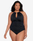 ფოტო #1 პროდუქტის Plus Size Halter-Neck One Piece Swimsuit