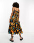 River Island tiered maxi beach dress in black tropical print