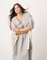 Фото #1 товара ASOS EDITION Curve jersey v neck oversized jumper dress with contrast tie detail in grey