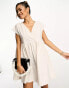 Фото #2 товара ASOS DESIGN cotton v neck mini smock dress in cream