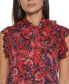 Women's Paisley-Print Tie-Neck Ruffle Top