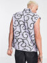 Фото #2 товара ASOS DESIGN zip thru gilet in purple with all over barbed wire print