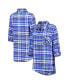 ფოტო #1 პროდუქტის Women's Blue St. Louis Blues Mainstay Flannel Full-Button Three-Quarter Sleeve Nightshirt