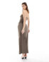 Weekday Tania scuba bandeau tube maxi dress in brown Коричневый, S - EU 36-38 - фото #2