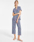 ფოტო #5 პროდუქტის Women's 2-Pc. Notched-Collar Cropped Pajamas Set