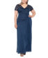 Фото #1 товара Plus Size Beaded Illusion-Trim Side-Ruched Gown