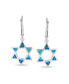 Фото #4 товара Created Blue Opal Religious Judaica Magen Hanukkah Star Of David Leverback Dangle Earrings For Women Teens Bat Mitzvah .925 Sterling Silver