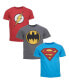 ფოტო #1 პროდუქტის Justice League Batman Superman The Flash 3 Pack T-Shirts Toddler |Child Boys