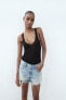 TRF CURVED HIGH-WAIST RIPPED DENIM SHORTS