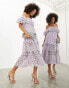 Фото #2 товара ASOS EDITION blouson off shoulder tiered broderie midi dress in lilac