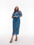 Фото #2 товара Topshop Curve floral printed mesh midi dress in blue